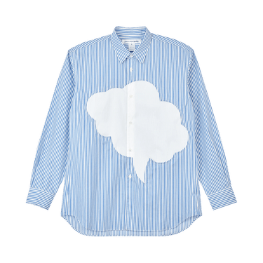 COMME des GARÇONS SHIRT シャツ S Comme Des Garçons PLAY - Light Blue/Black Heart Striped S/S Shirt