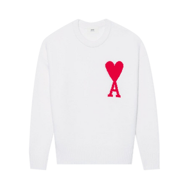 Buy Ami Big Logo Sweater 'White/Red' - UKS002 018 102 | GOAT
