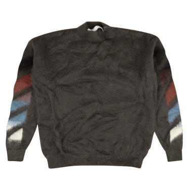 Off-White Diag Brush Mohair Crewneck 'Grey'