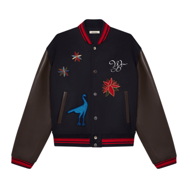 Buy Wales Bonner Ascend Varsity Jacket 'Navy/Brown' - MS23JA12