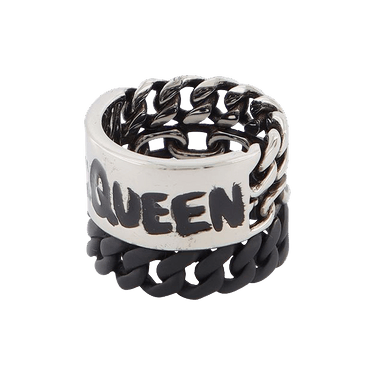 【関税&送料込】Alexander Mcqueen Graffiti Ring Buy Alexander McQueen Graffiti Chain Ring 'Silver