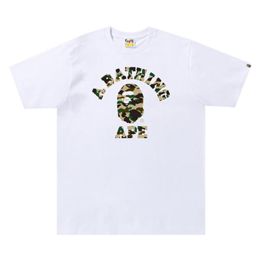 Buy BAPE 1st Camo College Tee 'White/Yellow' - 1I80 110 007
