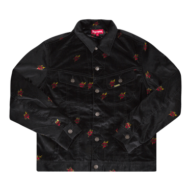 Buy Supreme Velvet Trucker Jacket 'Black' - FW17J78 BLACK | GOAT