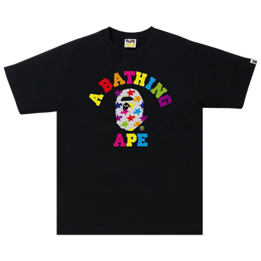 トップス BAPEBlack Bleached Check College T-Shirt A BATHING APE® Bleach BAPE Check College T-shirt | Black