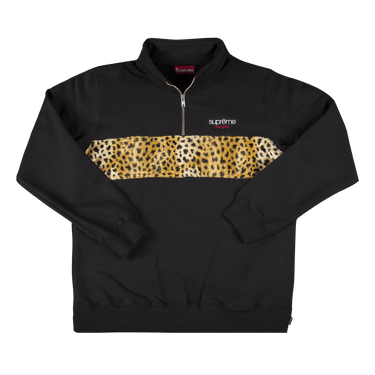 Buy Supreme Leopard Panel Half Zip Sweatshirt 'Black