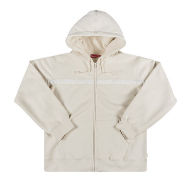 Buy Supreme Text Stripe Zip Up Hooded Sweatshirt Natural