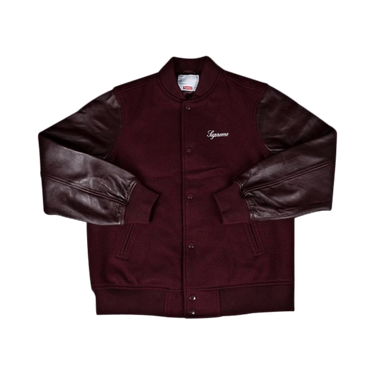 Buy Supreme Crew Varsity Jacket 'Burgundy' - FW15J7 BURGUNDY | GOAT