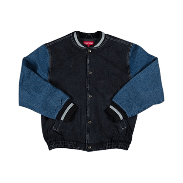 Buy Supreme Denim Varsity Jacket 'Black' - SS18J52 BLACK | GOAT