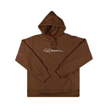 Buy Supreme Classic Script Hooded Sweatshirt 'Brown' - FW18SW25 BROWN | GOAT
