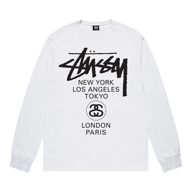 Buy Stussy World Tour Long-Sleeve Tee 'White' - 3993713 WHIT