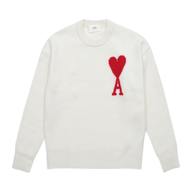 Buy Ami Crewneck Sweater 'Off White/Red' - BFUKS002 018 154 | GOAT