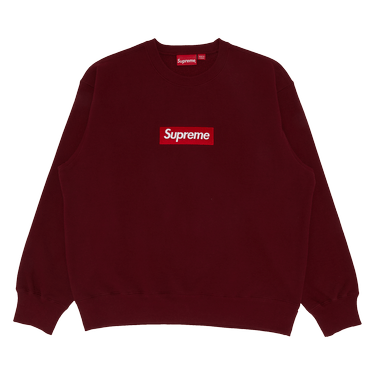 Supreme Box Logo Crewneck (Cardinal) Heavyweight crossgrain brushed-back  fleece with embroidered logo on chest.