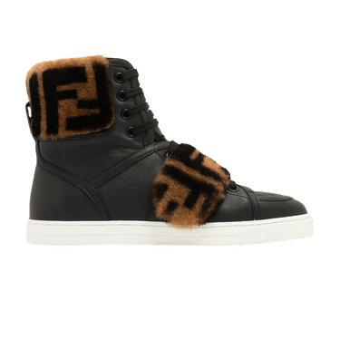 Buy Fendi Wmns Leather High 'Black Logo Fur' - 8E8209 AGE9