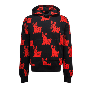 Buy Amiri CNY Rabbit Allover Hoodie 'Black/Red' - PS23MJG046