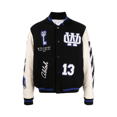 Off-White Patch Detail Bomber Jacket 'Black/Blue'