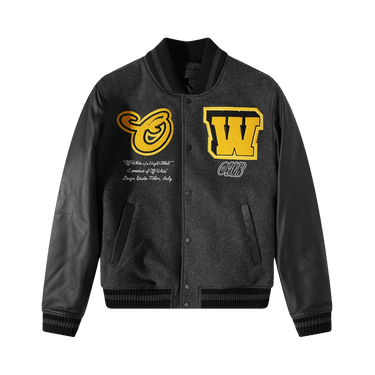 Off-White Vars Cat Leather Jacket 'Black/Yellow'