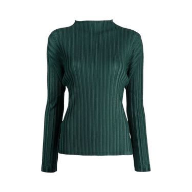 Buy Pleats Please Issey Miyake Rib Pleats Top 'Dark Green