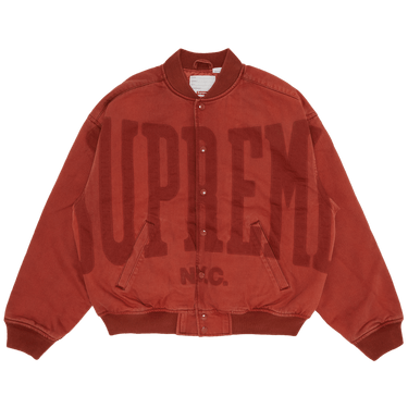 Buy Supreme Washed Knockout Denim Varsity Jacket 'Rust