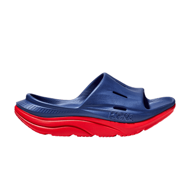 HOKA Ora Recovery Slide 3 'Bellwether Blue Red Alert'