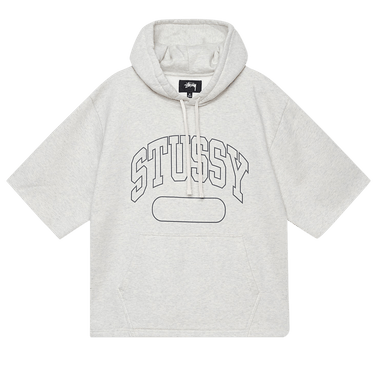 Buy Stussy Short-Sleeve Boxy Cropped Hoodie 'Ash Heather' - 118521
