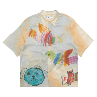 Off-White Cartoon Satin Short-Sleeve Shirt 'Beige/Multicolor'
