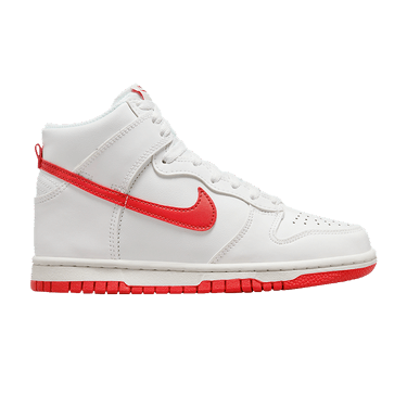 white nike red swoosh high tops