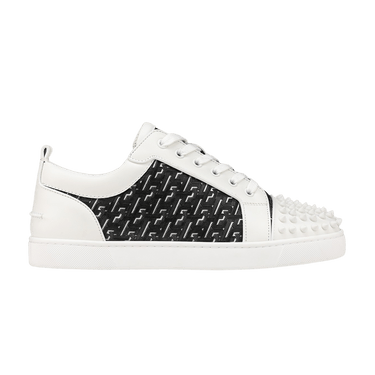 Buy Christian Louboutin Louis Junior Spikes Orlato Flat CL Monogram White Black 3230015 5193 GOAT CA