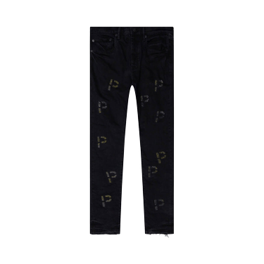 Buy PURPLE BRAND Embroidery Punch P Plaid Jeans 'Black/Indigo' - P001  BEPP223