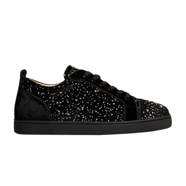 Buy Christian Louboutin Louis Junior Degra Flat Low Black Silver Swarovski 1220393 BK65 GOAT