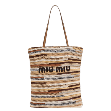 Buy Miu Miu Crochet Tote Bag 'Natural' - 5BG248 2F46 F0018 V ORO