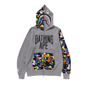Buy BAPE Multi Camo NYC Logo Shark Full Zip Hoodie 'Grey