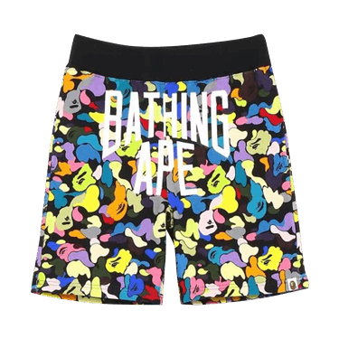 BAPE Multi Camo NYC Logo Sweat Shorts 'Black'