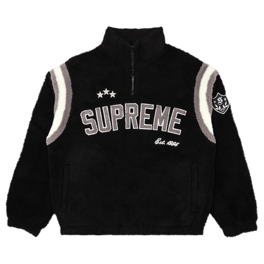 Supreme Hooded Logo Half Zip Pullover Black Men's - FW17 - US