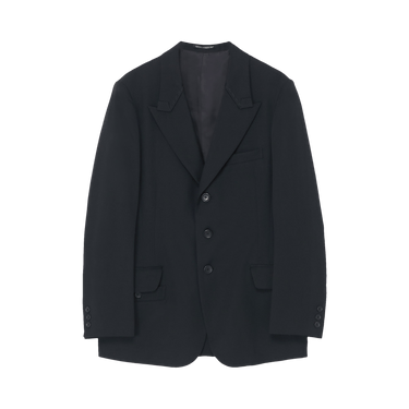 Buy Yohji Yamamoto Pour Homme Fold Over Peak Lapel Jacket 'Black