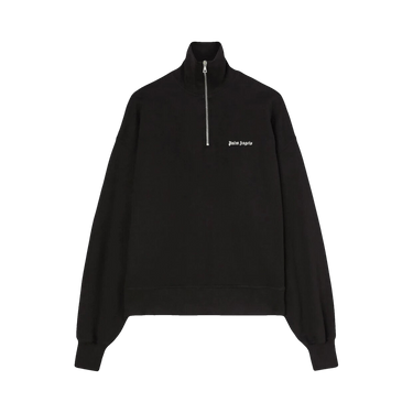 Buy Palm Angels Logo Embroidered Half Zip Sweatshirt 'Black