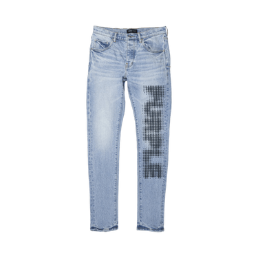 PURPLE BRAND Halftone Wordmark Jeans 'Light Indigo'