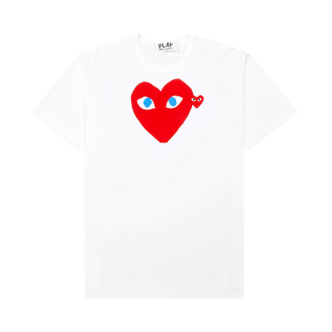 【COMME des GARCONS】TSHIRT DOUBLE RED EMBLEM◆AXT288051 Comme des Garçons PLAY - T-Shirt with Double Red Emblem in