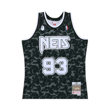 トップス A BATHING APE X MITCHELL & BROOKLYN NETS Buy BAPE x Mitchell & Ness New Jersey Nets Jersey 'Black