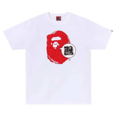 Buy BAPE 30th Anniversary Ape Head Tee 'White/Red' - 1J70