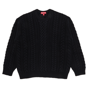 Buy Supreme Appliqué Cable Knit Sweater 'Black