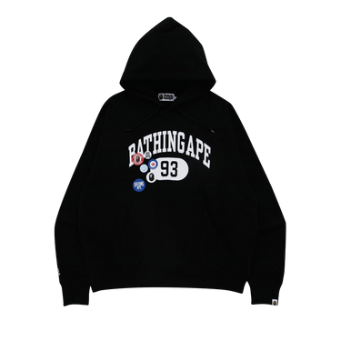 Buy BAPE Badge Motif Loose Fit Pullover Hoodie Black 1H80 114