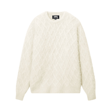 Size l Stussy Fuzzy Lattice Crew Sweater 'Ivory'