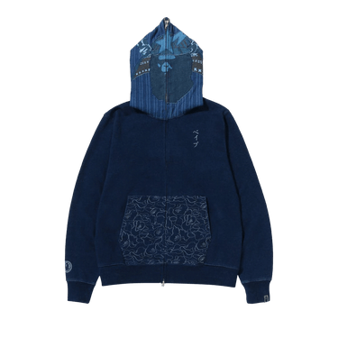 Bape indigo shark hoodie deals