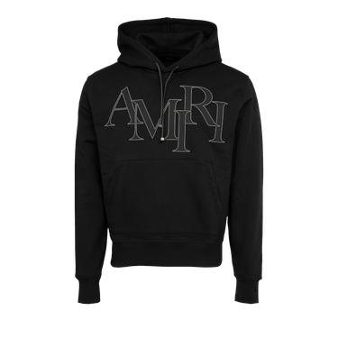 Buy Amiri Staggered Logo Hoodie 'Black' - PS24MJL016 BLAC | GOAT
