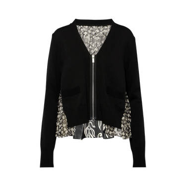 Buy Sacai Floral Print Knit Cardigan 'Black' - 24 07060 002 | GOAT CA