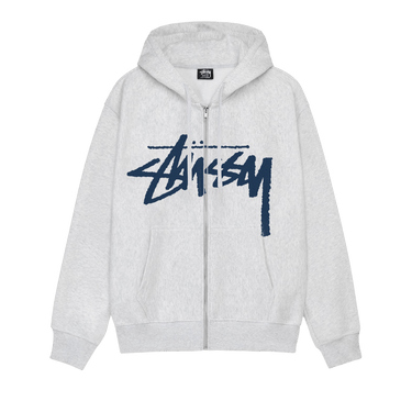 Size l Stussy Stock Zip Hoodie 'Ash Heather'