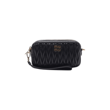 洋書 MiIIeMiglia1997 Buy Miu Miu Logo Detailed Zipped Clutch Bag 'Black' - 5NE846