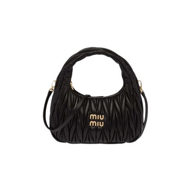【ギフ_包装】 Matelassé Wander Miu Miu Buy Nappa 'Black Bag Hobo Leather パーツ
