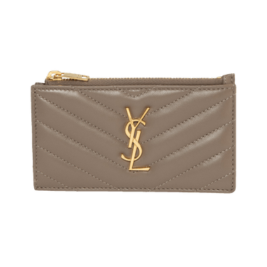 Saint Laurent Zipped Fragments Credit Card Case 'Dusty Grey'