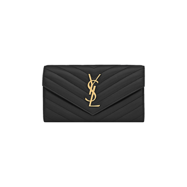 Saint Laurent Cassandre Matelassé Large Flap Wallet 'Noir'